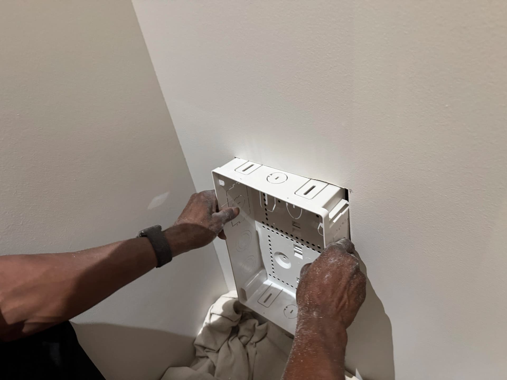 Gallery photos for Recessed Media Box Install for an LED Mirror in Brookhaven: Image #4