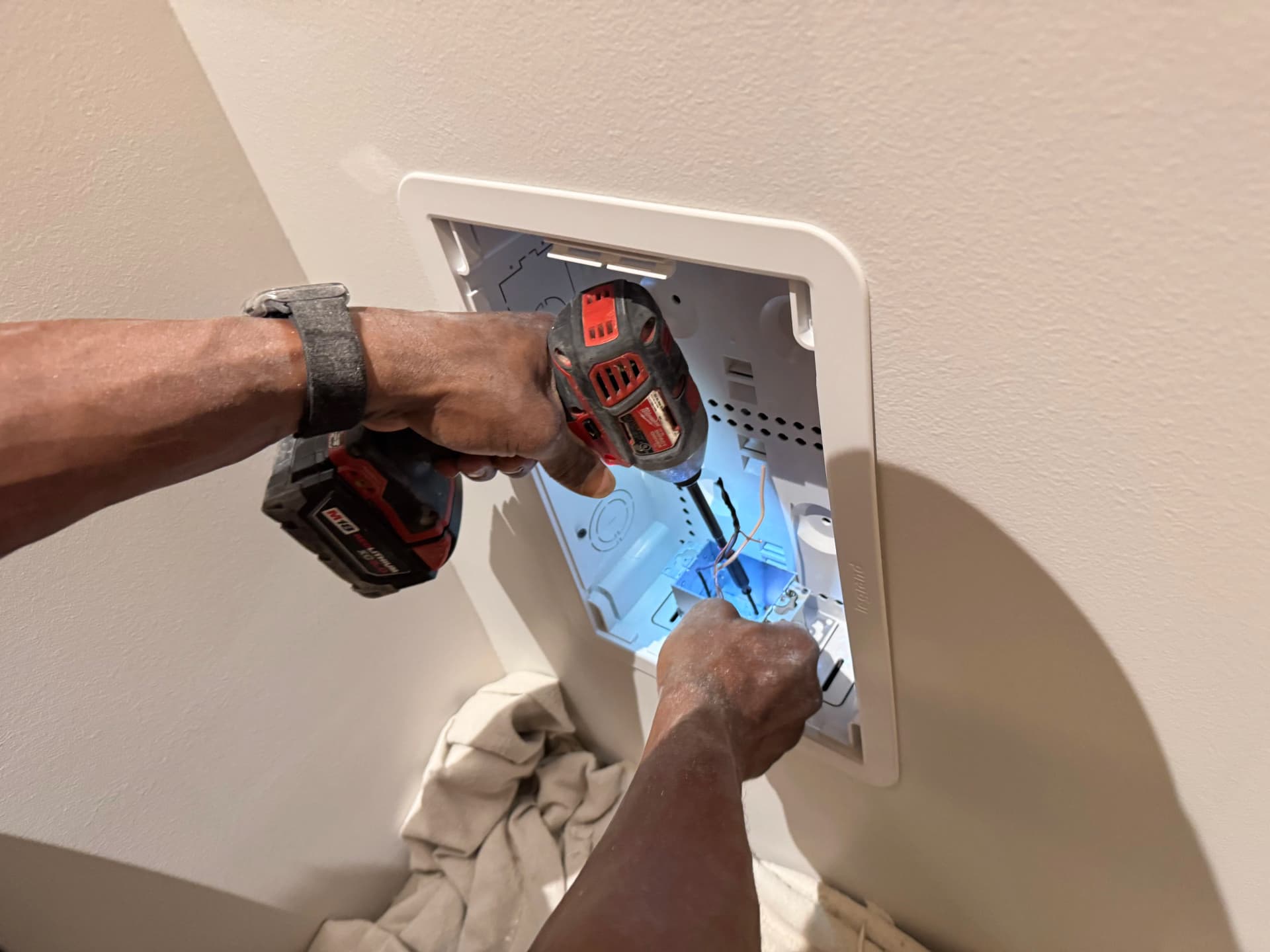 Gallery photos for Recessed Media Box Install for an LED Mirror in Brookhaven: Image #3